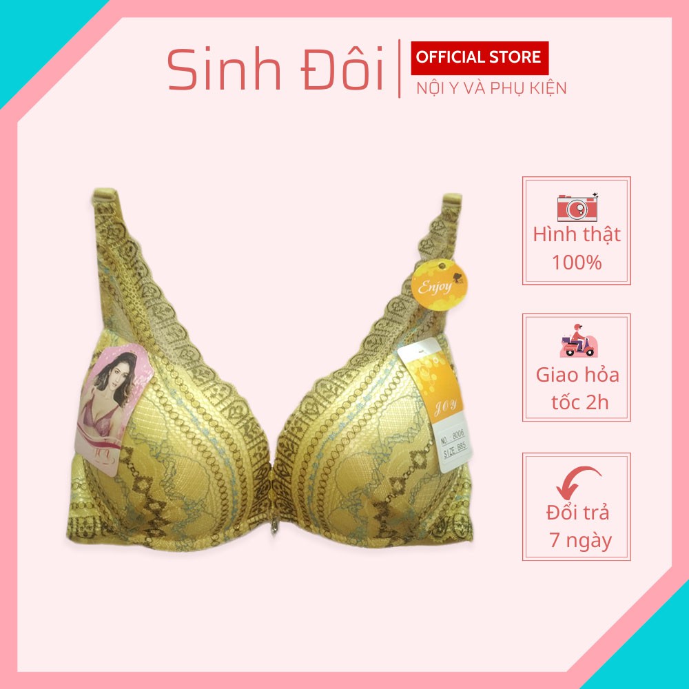 Áo ngực nữ ren nâng ngực chữ V Joy 8006 có gọng mút vừa có thể tháo rời size 34-36-38