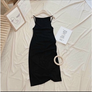 Đầm body 2 dây, váy nữ body hở lưng 1 màu