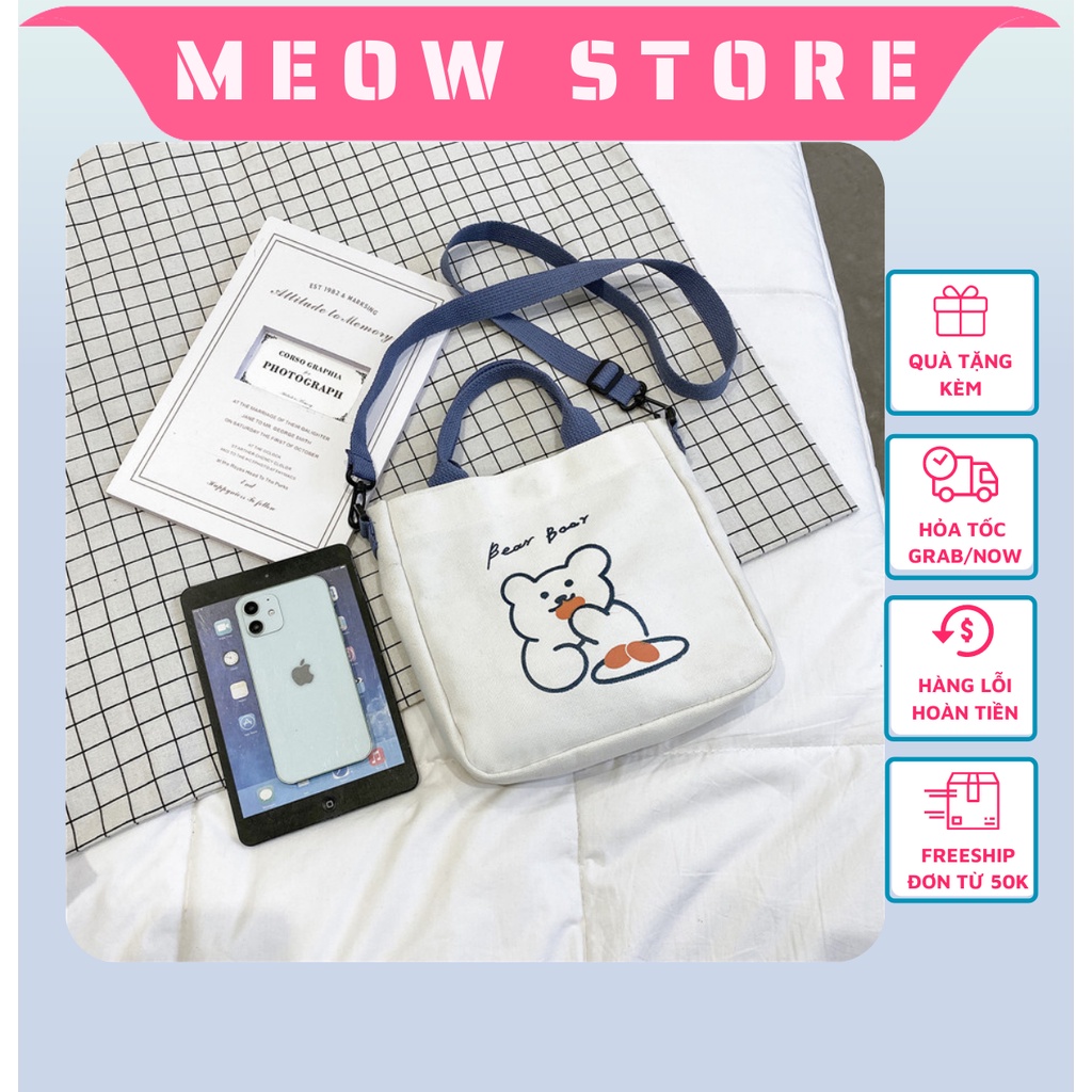 Túi tote xách tay vải đẹp thời trang học sinh sinh viên phong cách Hàn Quốc MEOW STORE TX04