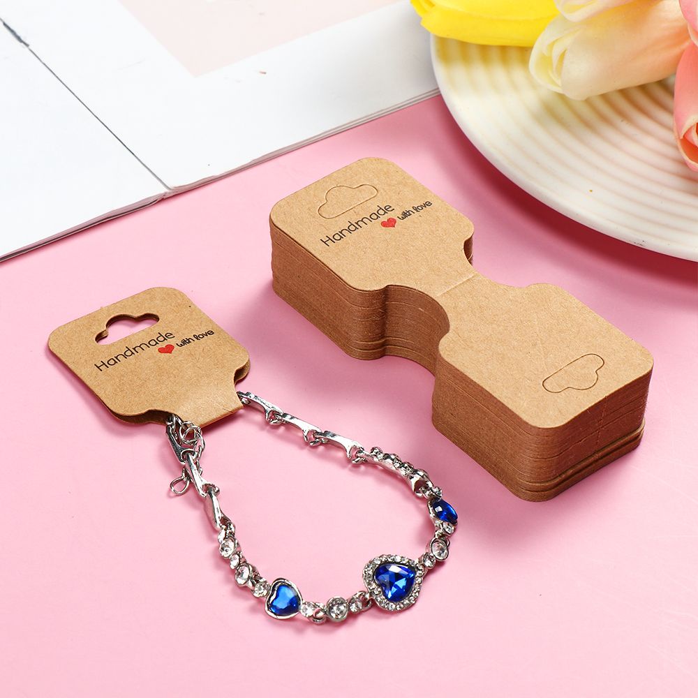 Set 50 thẻ giấy kích thước 9x3.5cm dùng để trưng bày trang sức vòng đeo tay/thẻ/dây buộc tóc thời trang DIY