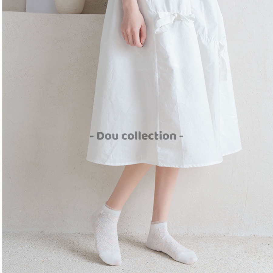 [Nowship2h] Vớ Tất Nữ Cotton Cổ Ngắn Ren Phong Cách Nhật Bản Dễ Thương Nhiều Màu - Mã TV025