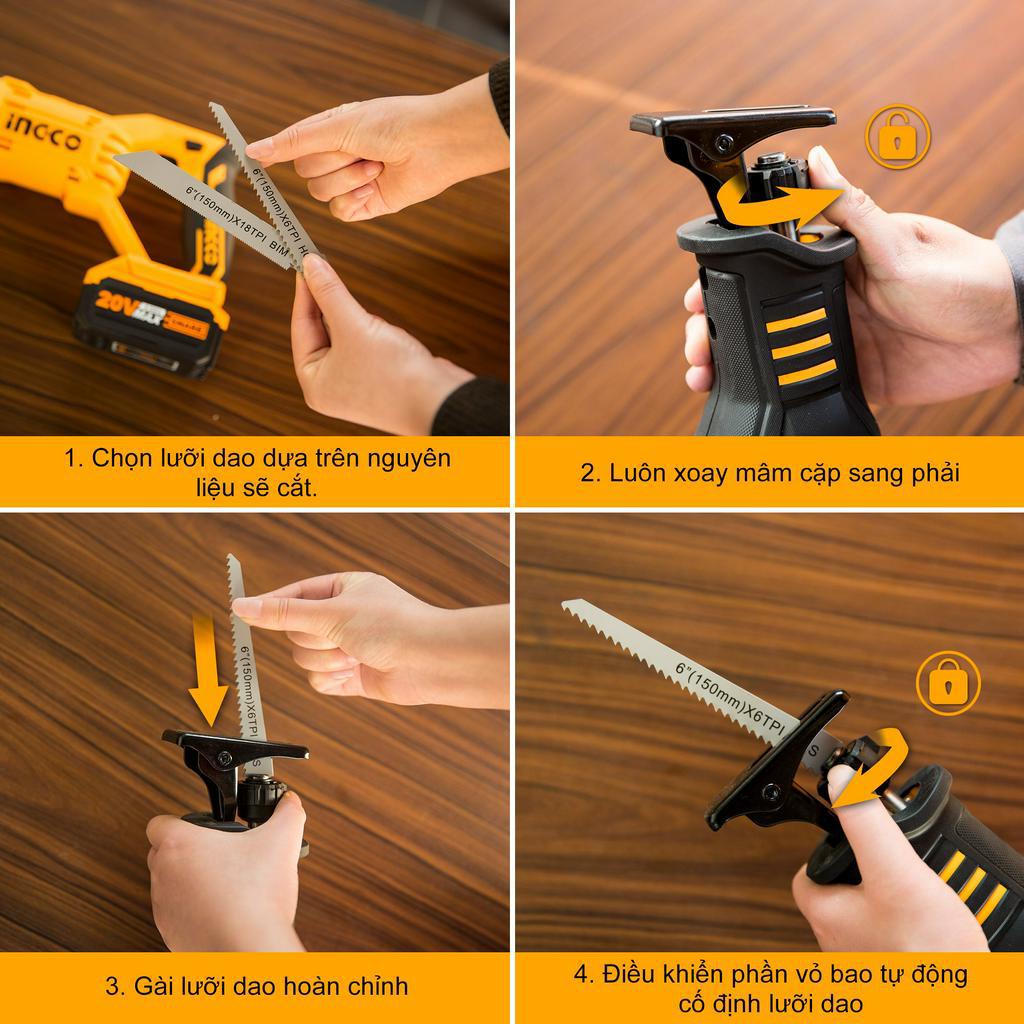 Máy cưa kiếm cầm tay dùng pin INGCO CRSLI1151 (chưa bao gồm pin và sạc)