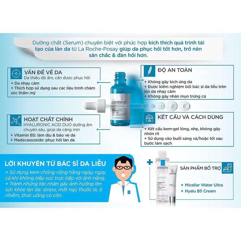 La Roche-Posay Hyalu B5 Serum Dưỡng chất chuyên sâu giúp hỗ trợ quá trình tái tạo da 30ml #Pvy Beauty