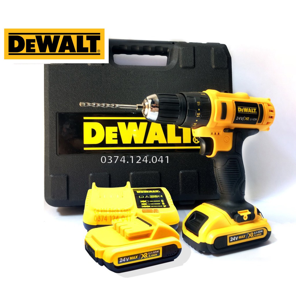 Máy Khoan bê tông dùng Pin Dewalt 24V 3 chức năng, có búa, tặng 22 chi tiết - Máy bắt vít dewalt 2 pin