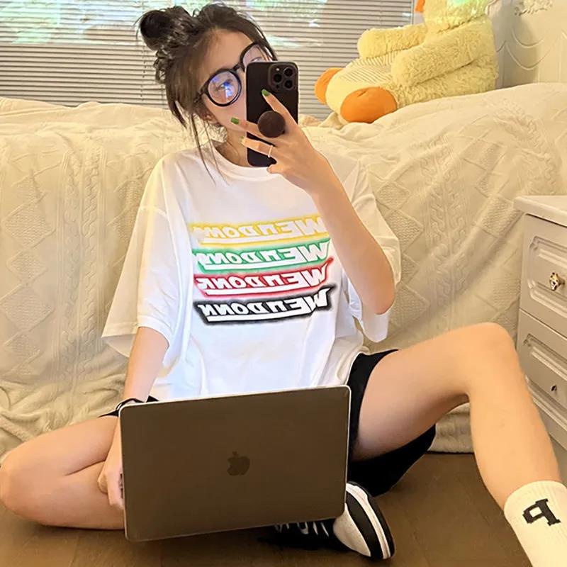 NRVP Áo Thun 100% Cotton Dáng Rộng Thời Trang Hàn Quốc Cho Nữ