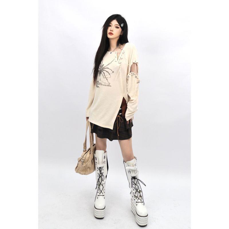 Áo Thun Nữ Trễ Vai Dáng Rộng Xẻ Tà Phong Cách Hàn Quốc Thời Trang Xuân Hè