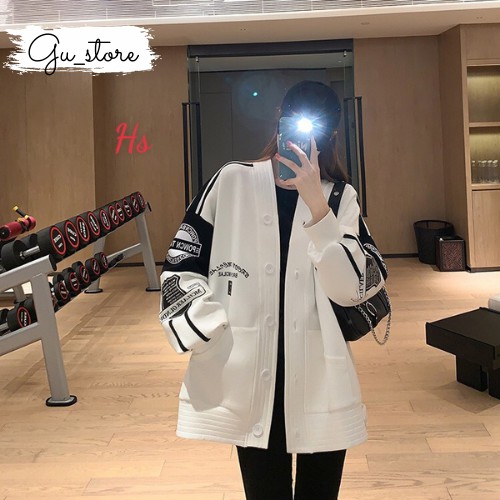 Cardigan in logo chữ brcon dài tay phong cách Unisex Ảnh Thật Cuối