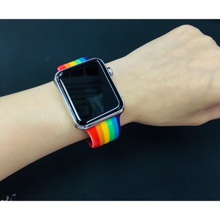 Dây silicon cầu vồng dành cho Apple Watch đồng hồ thông minh iwatch series 1/2/3/4/5/6/7/SE size 38/40/41/42/44/45 mm