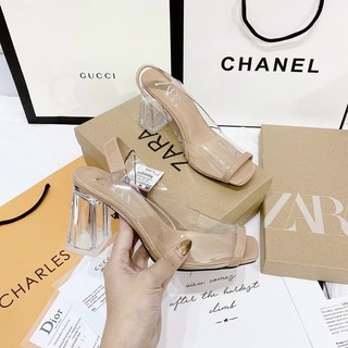 Sandal quai trong hở mũi zara fullbox