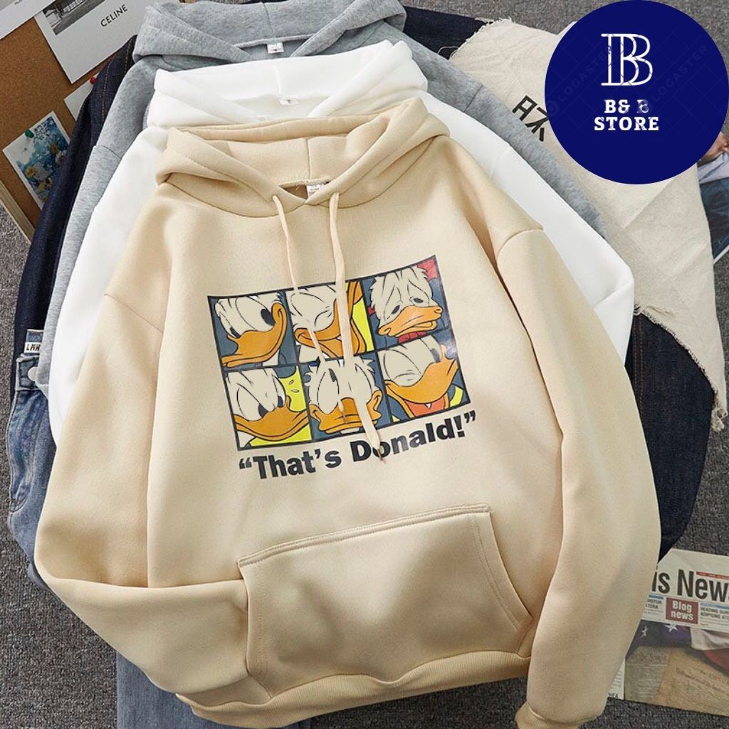 ÁO KHOÁC HOODIE NỈ UNISEX FORM RỘNG NAM NỮ IN VỊT CỰC ĐẸP