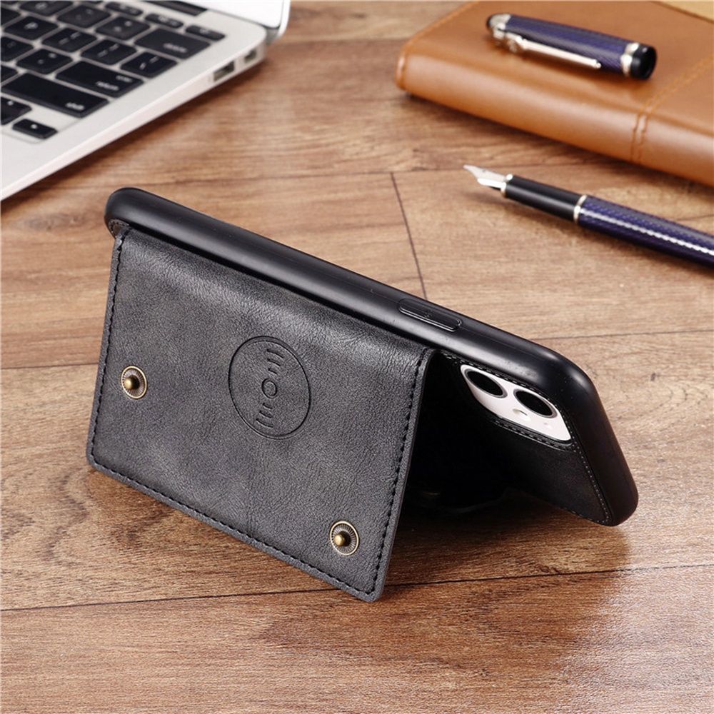 For iPhone XS Max XR X 6 6s 7 8 Plus Leather Case Hidden Card Slots Cover