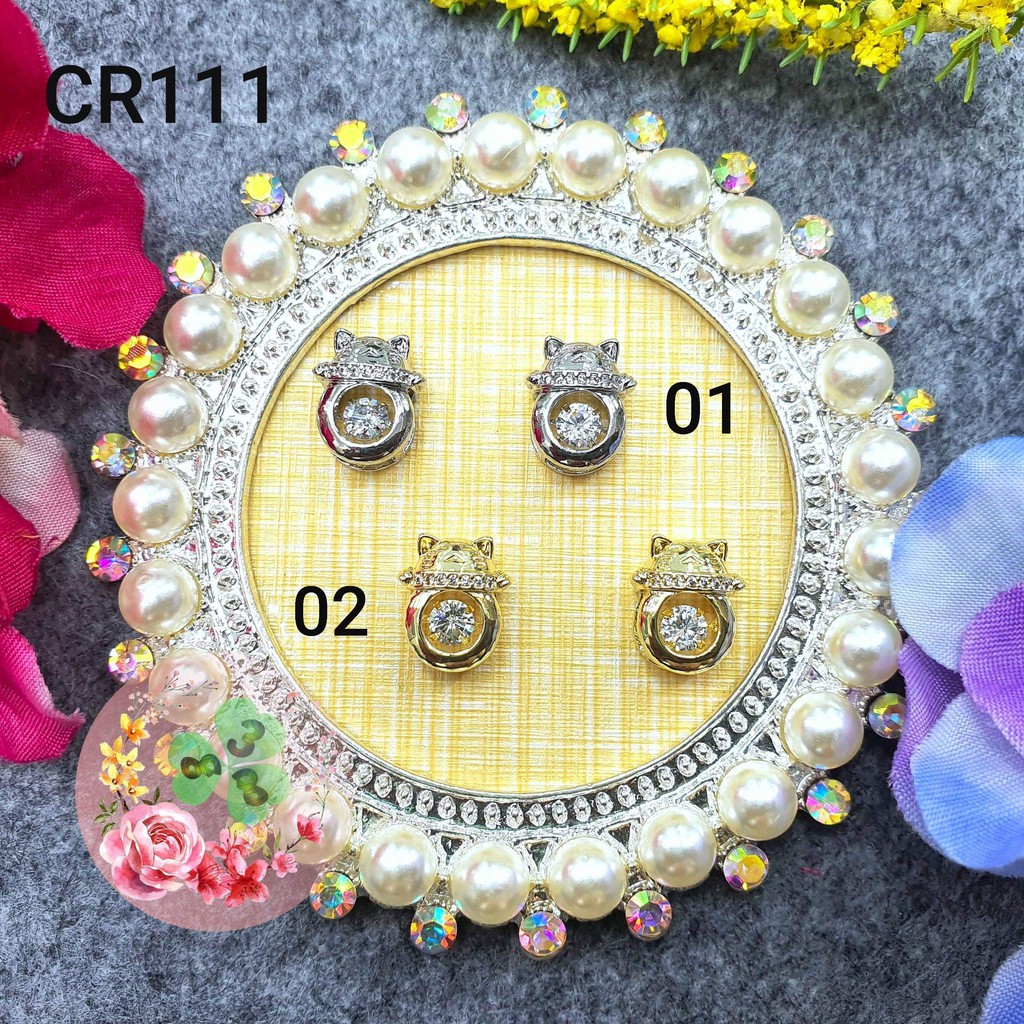 Mã CR111 . Charm Mèo đá xoay kim loại dòng siêu cao cấp đính đá trang trí móng siêu xinh.