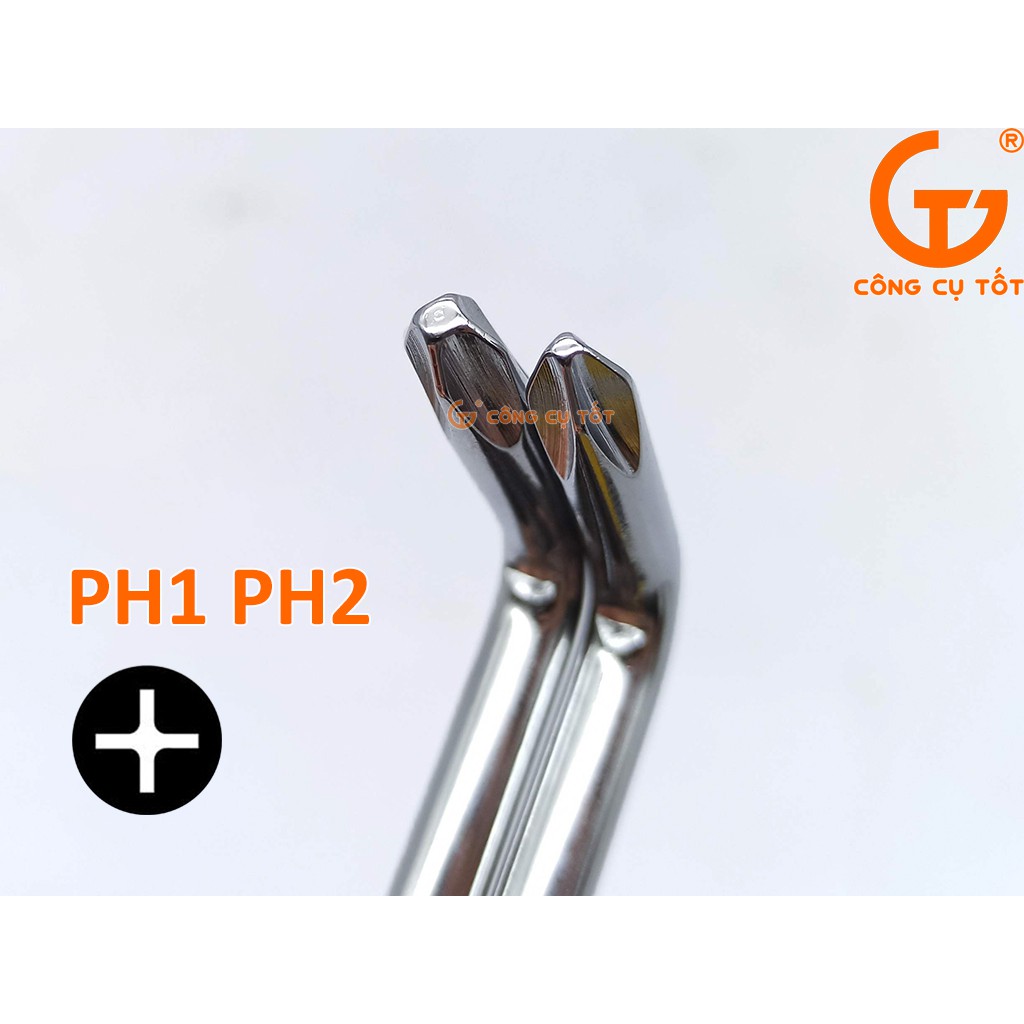 Bộ 2 cây vặn vít chữ Z 2 cạnh và 4 cạnh PH1, PH2 xi bóng HOTSSMAN