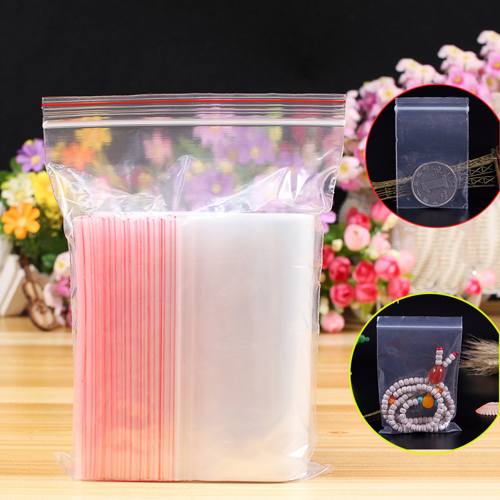 ❀SIMPLE❀ 100 pcs/pack Home Plastic Storage Poly Clear Jewelry Zip Bags Mini Packaging Reclosable Self Adhesive PE Pouch