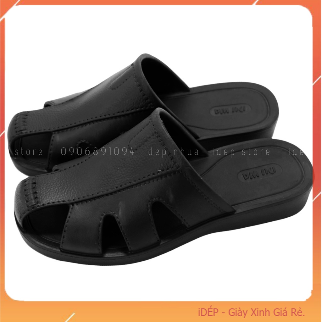 Dép sục lười siêu nhẹ 3 lỗ thoáng khí nam đúc nguyên khối đi mưa siêu bền (FORM LỚN) Maipy S022- Đen