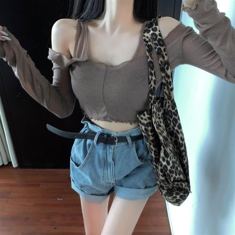 Áo Kiểu Tay Dài Trễ Vai Dáng Ôm Gợi Cảm Thời Trang Mùa Thu Cho Nữ