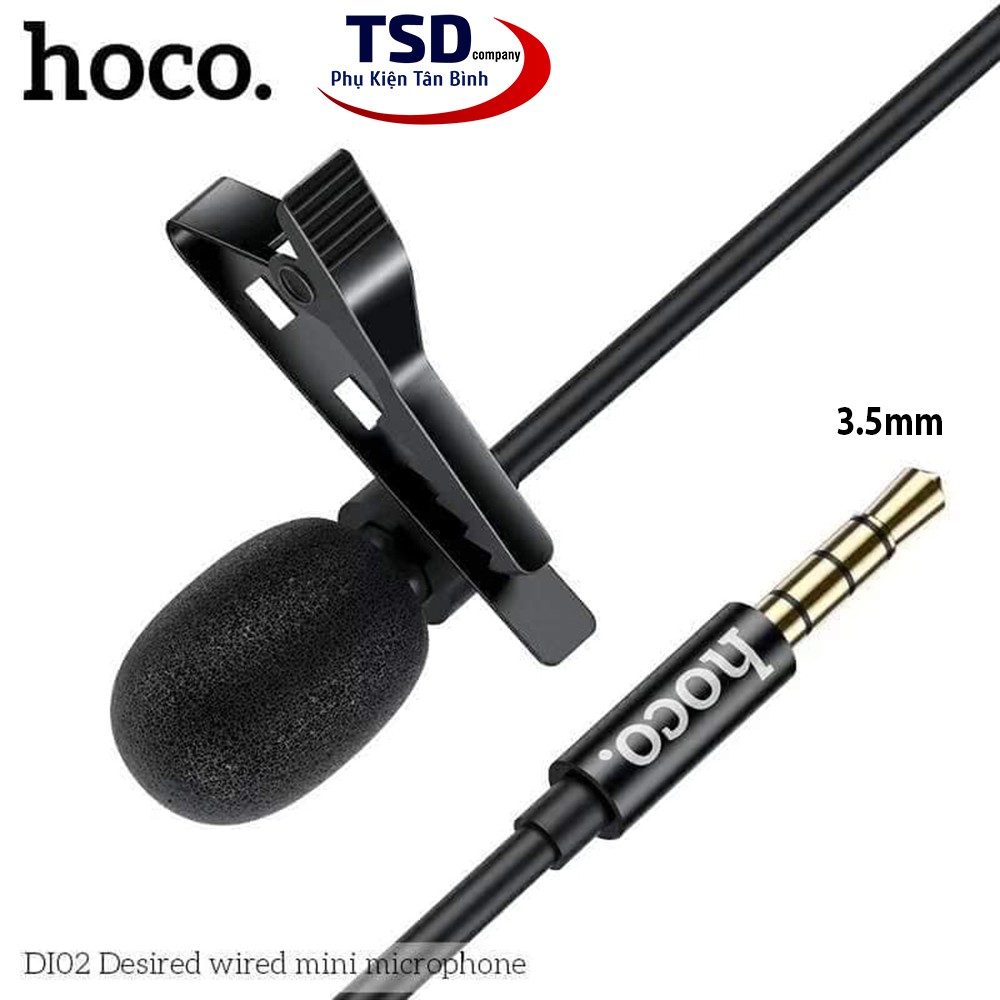 Microphone Mini Hoco Di02 Kẹp Áo Chính Hãng Có Màng Lọc Tạp Âm