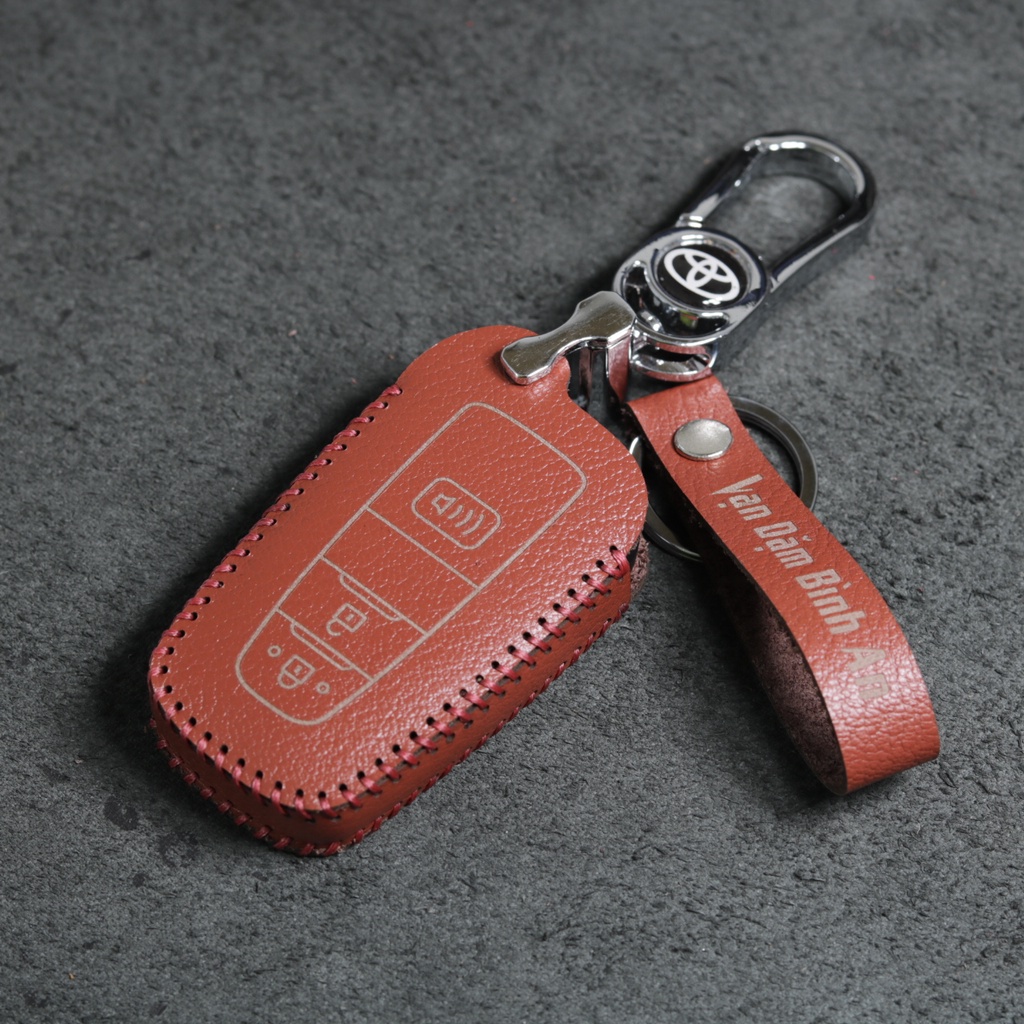 Bao da móc khoá bọc ốp chìa khoá xe ô tô Toyota Corolla Cross, da bò, nhiều màu, khâu thủ công To29
