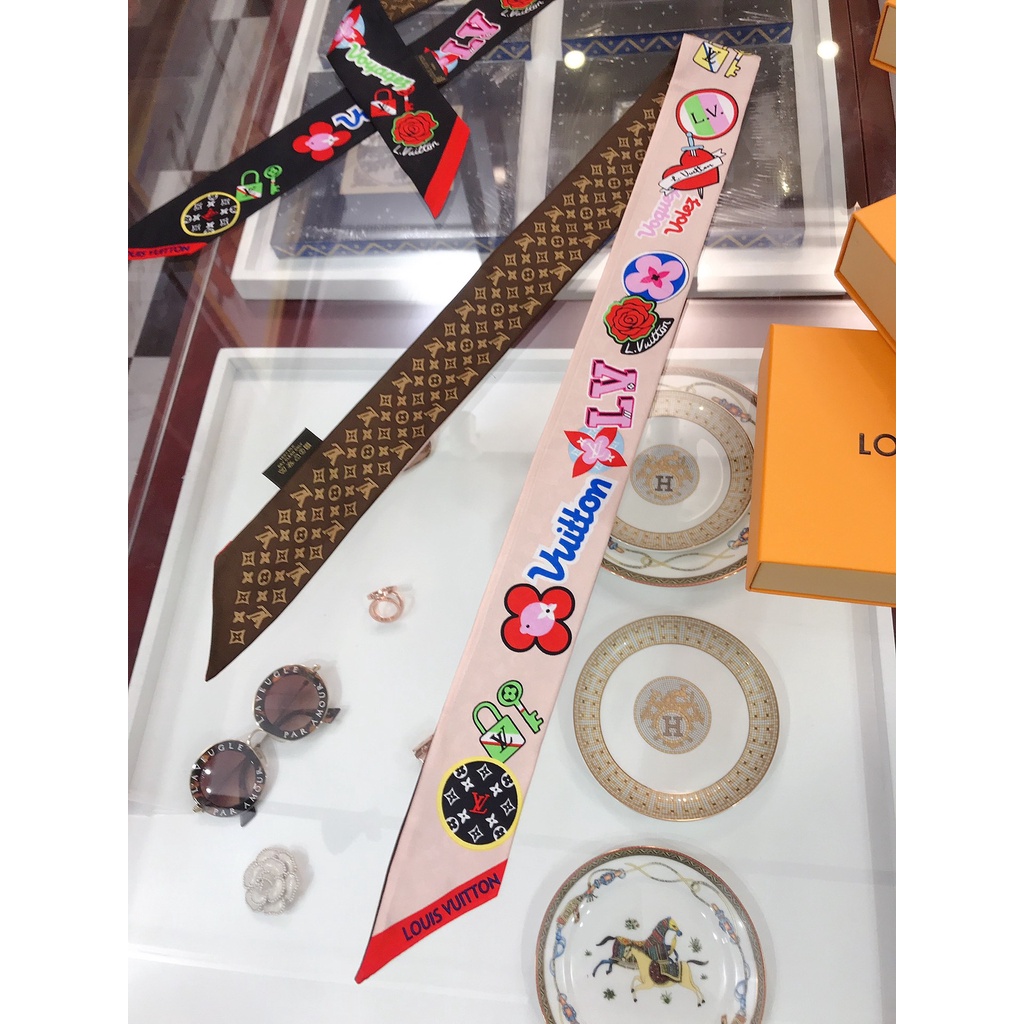 Khăn Choàng Cổ / Xách Tay Bằng Ruy Băng Lụa In Họa Tiết Hoa Cho Nữ