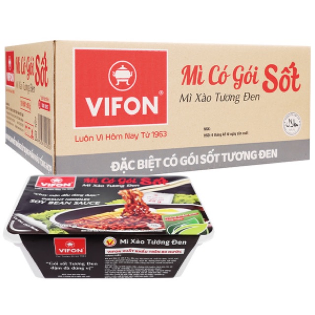 Thùng 12 Hộp Mì Trộn Tương Đen Vifon Có Gói Sốt Đen Đặc Biệt 90g