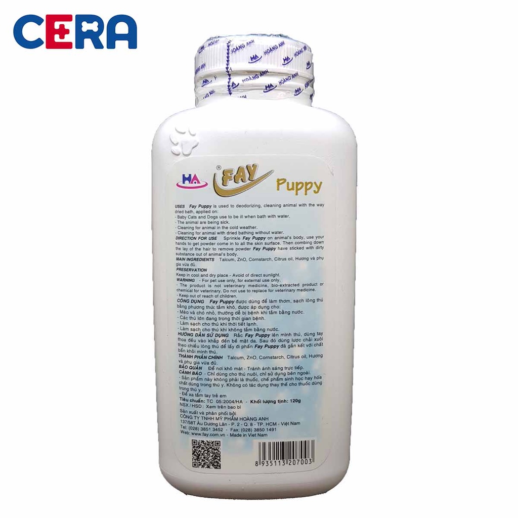 Phấn Tắm Thơm Khử Mùi Cho Chó Mèo - Fay