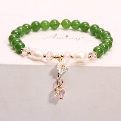 Mùa Thu‍Vòng Tay Vỏ Sò Đính Hoa Và Hạt Ngọc Trai Phong Cách Hàn Quốc