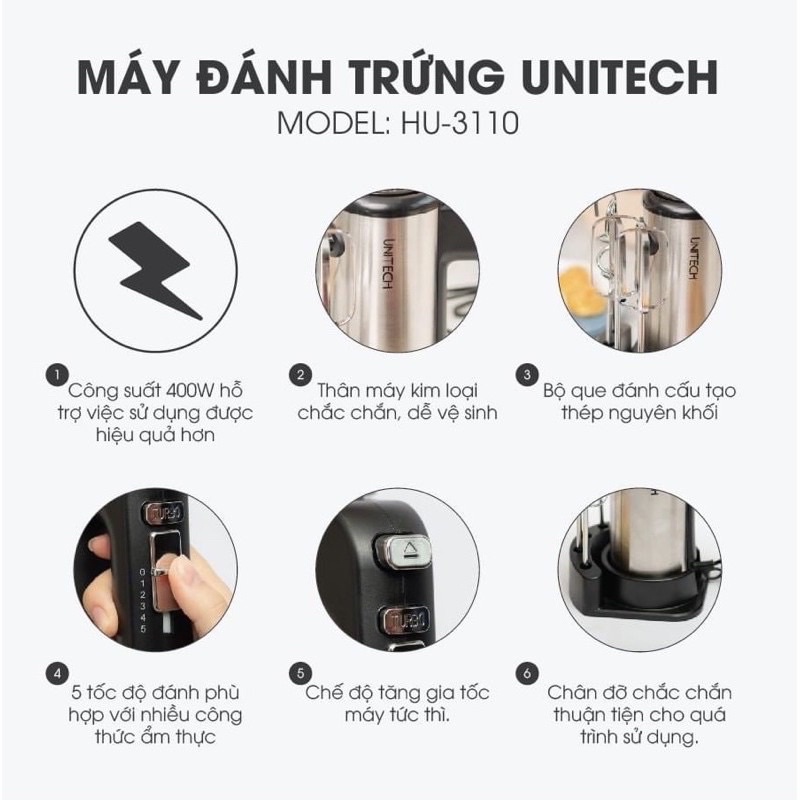 Máy đánh trứng Unitech HU 3110 400W