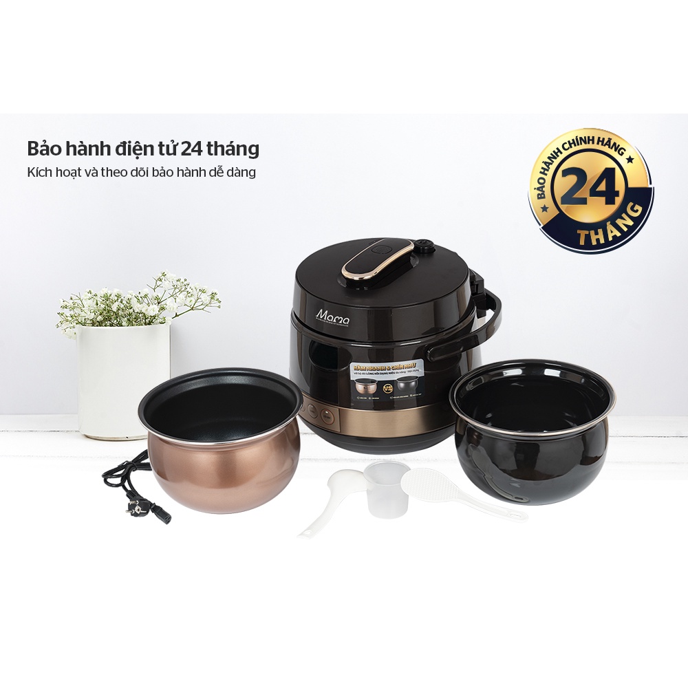 Nồi áp suất điện tử đa năng 5L SUNHOUSE MAMA SHD1586B (KÈM 2 LÒNG NỒI an toàn bảo hành chính hãng 12 tháng toàn quốc)