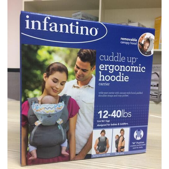 Địu Infantino Cuddle Up Ergonomic Hoodie 2 in 1 hàng chính hãng của Mỹ có mũ che đầu tiện lợi, tải trọng lên đến 18kg