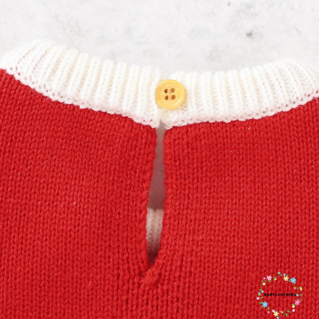 Áo liền quần tay dài cổ tròn nút cài sau lưng phong cách giáng sinh cho bé kèm mũ