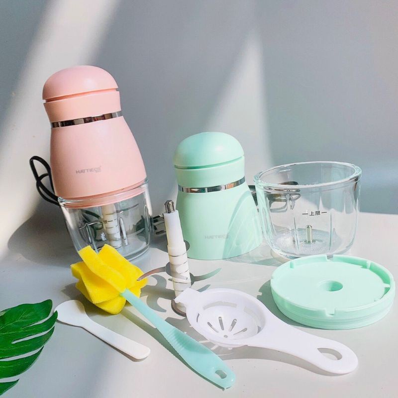 Máy Xay Ăn Dặm Hattiecs 6 Lưỡi Cối Thuỷ Tinh 0.3l, Máy Xay Cho Bé Ăn Dặm