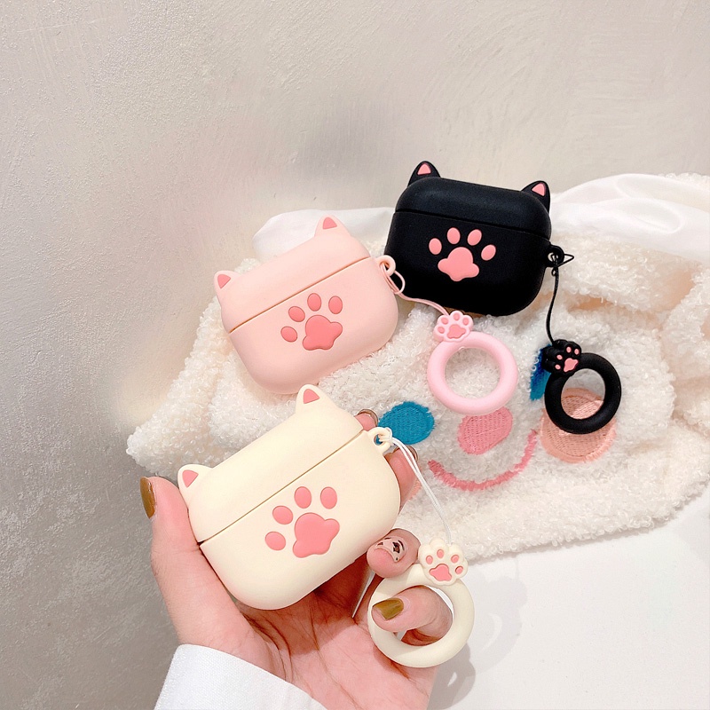 Vỏ bảo vệ hộp sạc tai nghe không dây Airpods 1 2 3 Pro Inpods I12 I7 bằng silicon mềm hình mèo dễ thương