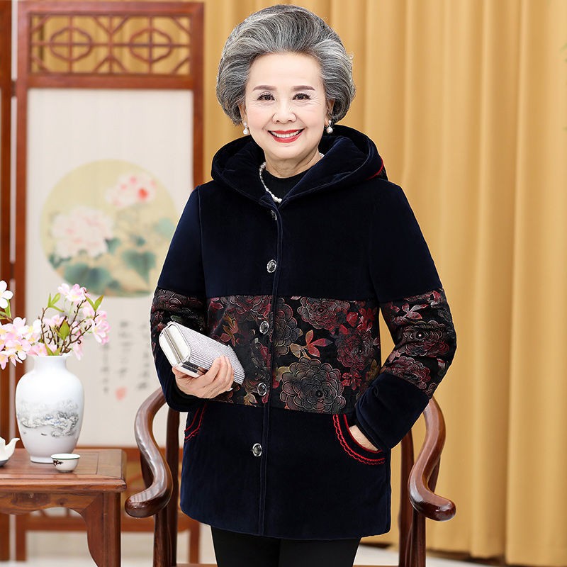 Quần áo đệm bông cho người già, áo bà ba, quần áo mùa đông size lớn rộng rãi, áo khoác đệm bông, áo bà ba thu đông nhung