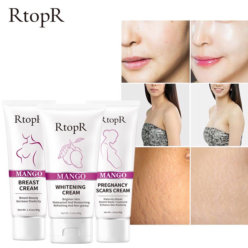 Bộ sản phẩm RtopR gồm Kem nở ngực xoài + Kem mang thai Mango + Kem làm trắng da xoài
