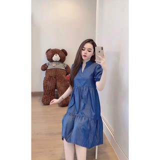 đầm suông cổ trụ