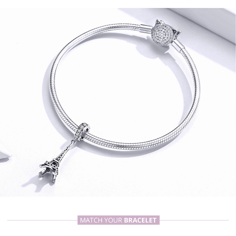 Mặt Dây Chuyền Bamoer Bằng Bạc 925 Hình Tháp Eiffel Phong Cách Cổ Điển Sang Trọng