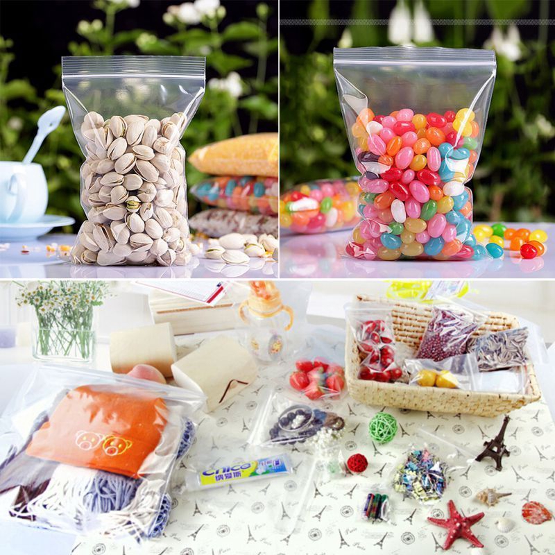 Set 100 túi Zip nhựa trong suốt 9 kích cỡ