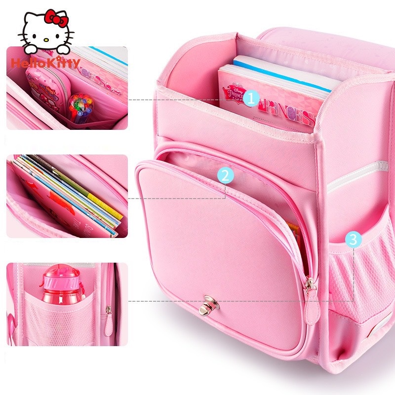 Balo chống gù lưng cho bé tiểu học Disney Hellokitty  chống thấm nước từ lớp 1-5  SAVAKIDS