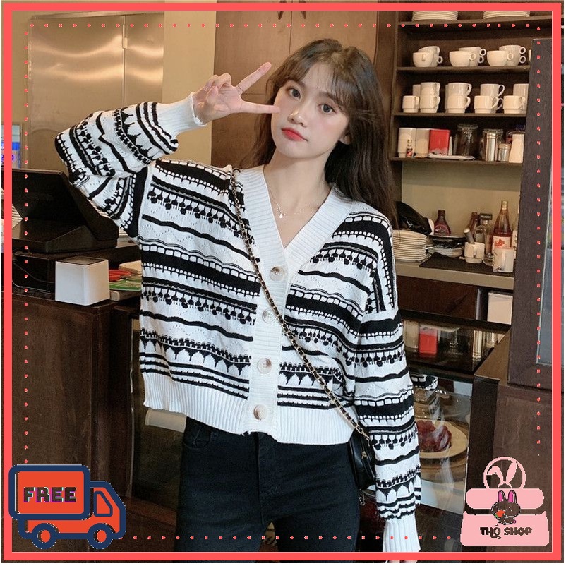 Áo Cardigan len dệt Dài Tay  Phong Cách Thời Trang Hàn Quốc Ulzzang