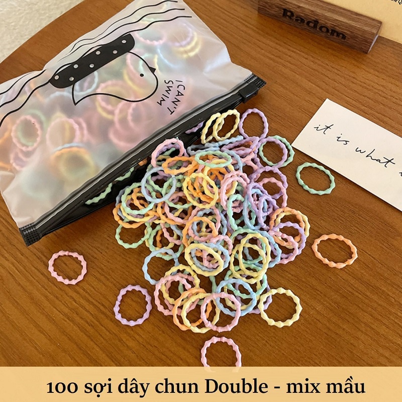 Combo 100 Dây Thun Buộc Tóc Siêu Co Giãn, Siêu Bền - Phong Cách Hàn Quốc