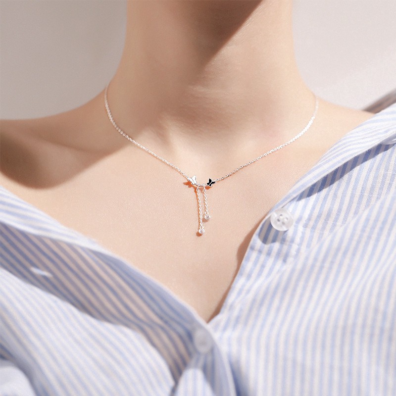 Dây chuyền bạc 925 hình bươm bướm đính đá pha lê sang trọng cho nữ ANTA Jewelry - ATJ3013