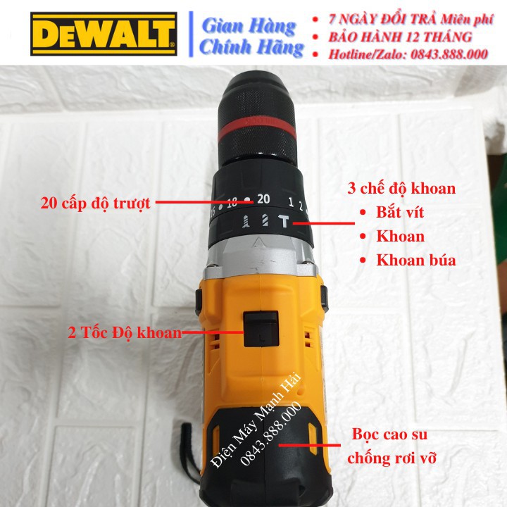 [CHÍNH HÃNG] Khoan PIN Dewalt 118v ba chức năng 2PIN khủng 10Cell tặng bộ phụ kiện 28 Chi tiết