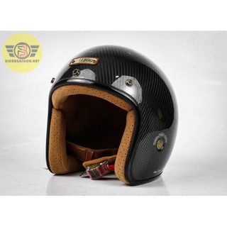 Nón Bulldog Heli Carbon - Soild Carbon 3D Đen Bóng- Shop Phượt Biker