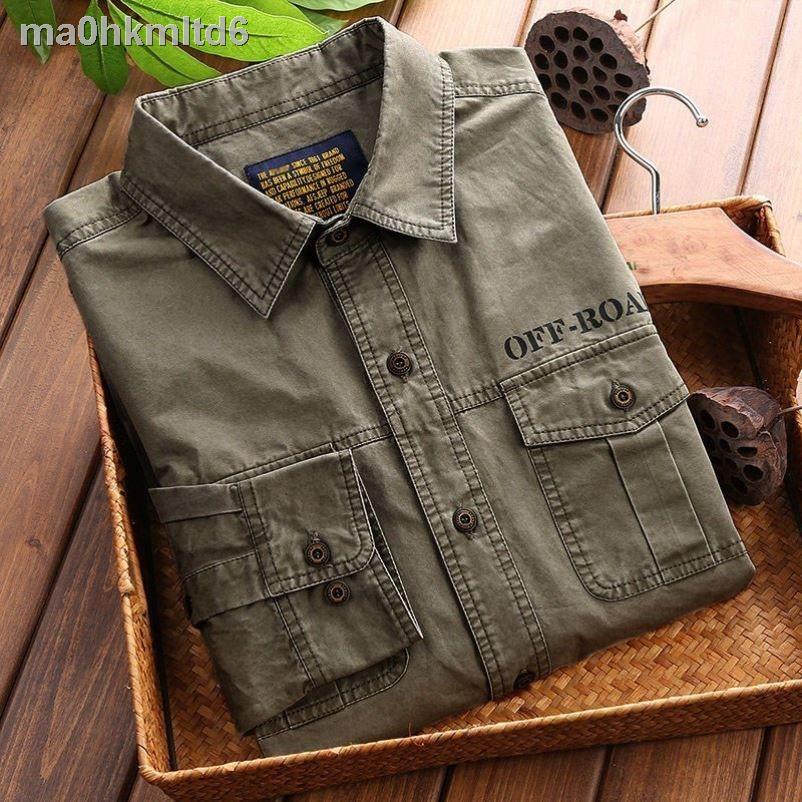 ♣№✾Jeep Shield giảm giá cửa hàng dụng cụ áo sơ mi mùa thu cho nam giới cotton dài tay người đàn ông cứ