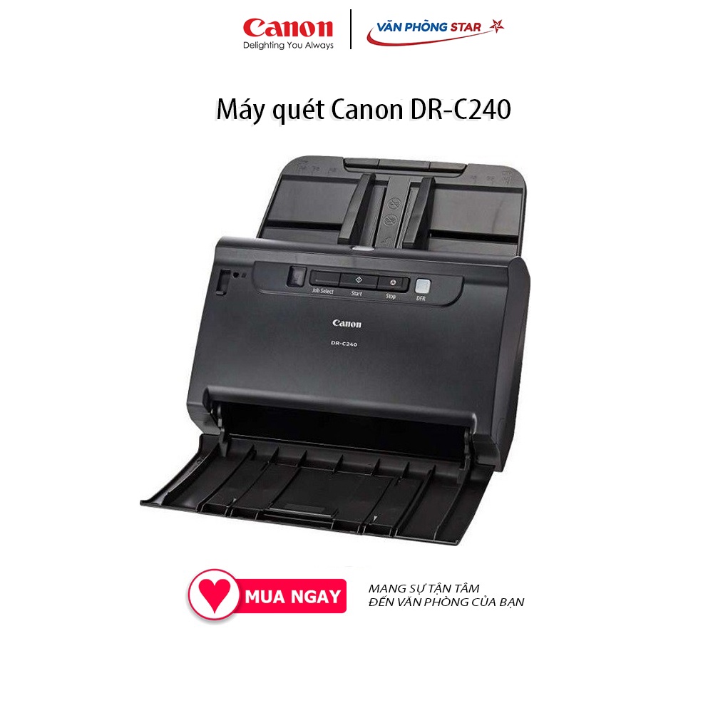 Máy quét Canon DR-C240 Nạp tài liệu Tự động, Tốc độ quét 45 trang/phút (1 mặt) / 90 ảnh/phút (2 mặt)