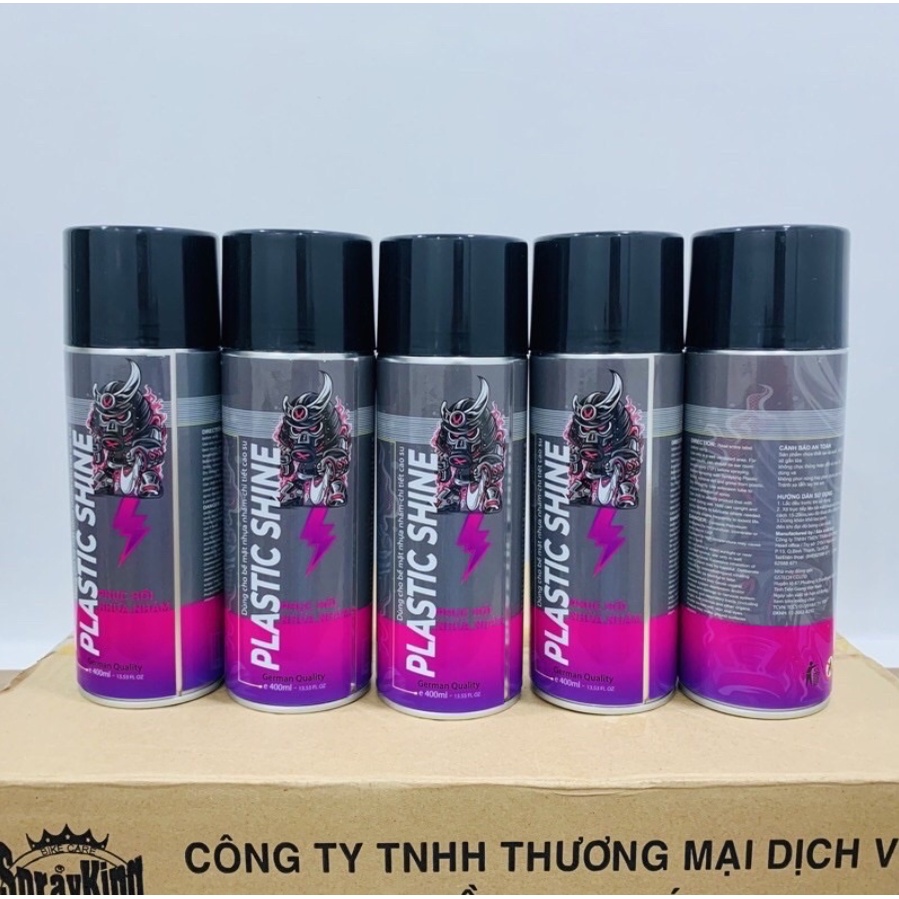 Chai xịt phục hồi nhựa nhám, nhựa đen, dưỡng đen dàn nhám Sprayking Plastic Shine 400ml, dàn áo phai màu