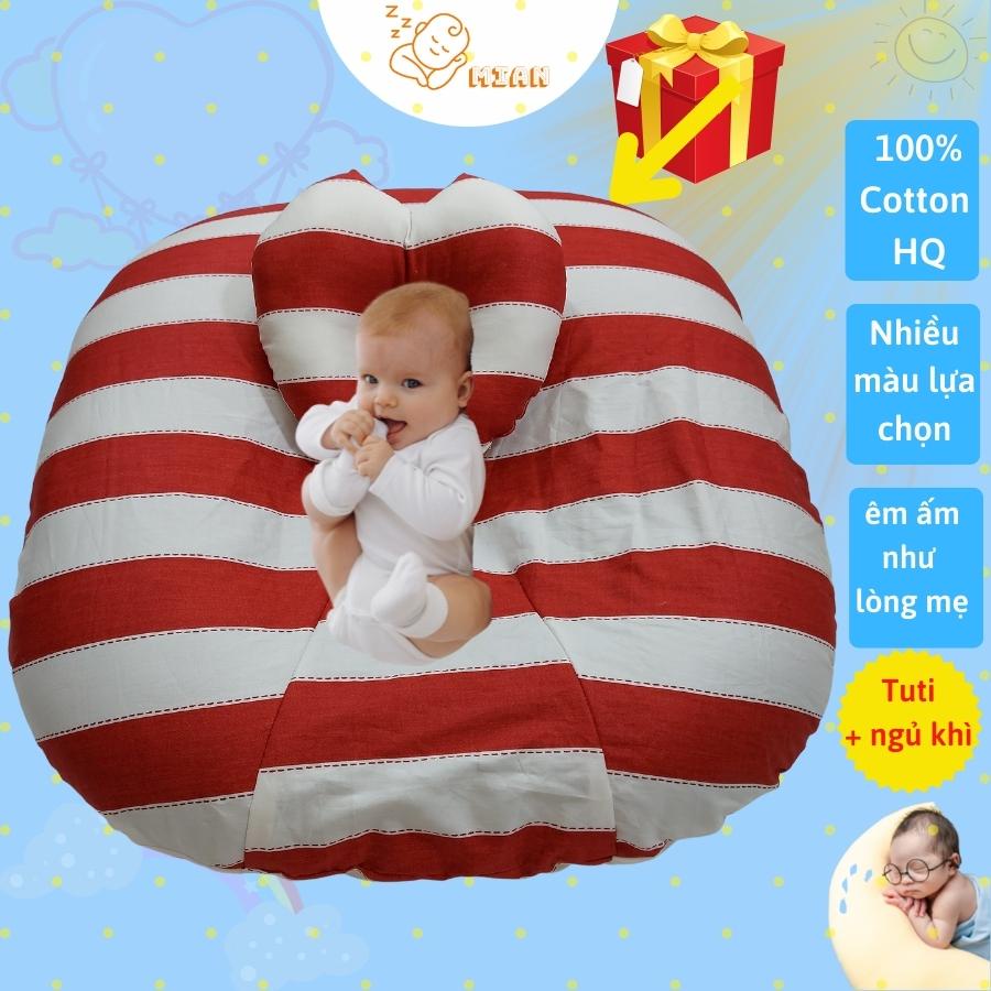 Gối Chống Trào Ngược Cho Bé Tặng Gối Chống Bẹp Đầu Cho Trẻ Sơ Sinh Vải Cotton Hàn Quốc