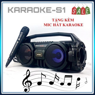 Loa Bluetooth Karaoke ⭐ FREE SHIP ⭐(Tặng Kèm Mic Hát) Loa Kimiso KM-S1 Bass Siêu Trầm Có Mic Hát Đèn LED Sống Động