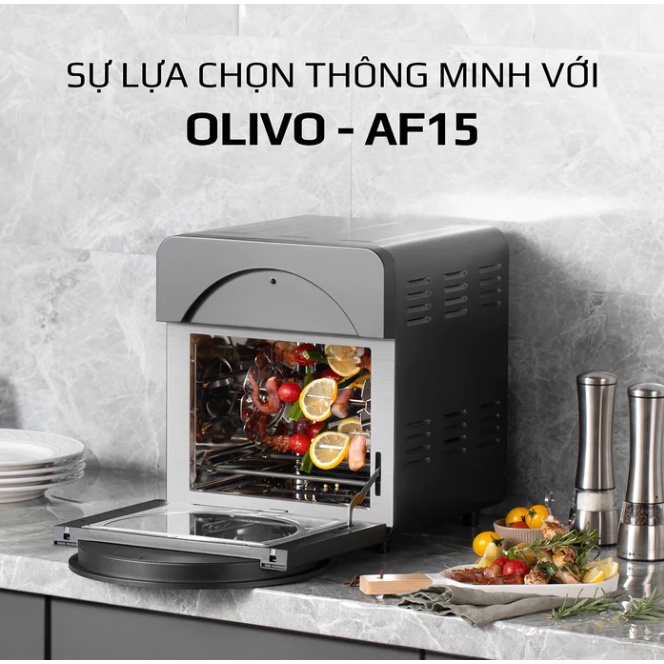 Nồi Chiên Không Dầu OLIVO AF15 Thương Hiệu Mỹ, 16 Chức Năng, Dung Tích 15L, Công Suất 2000W - Hàng Chính Hãng