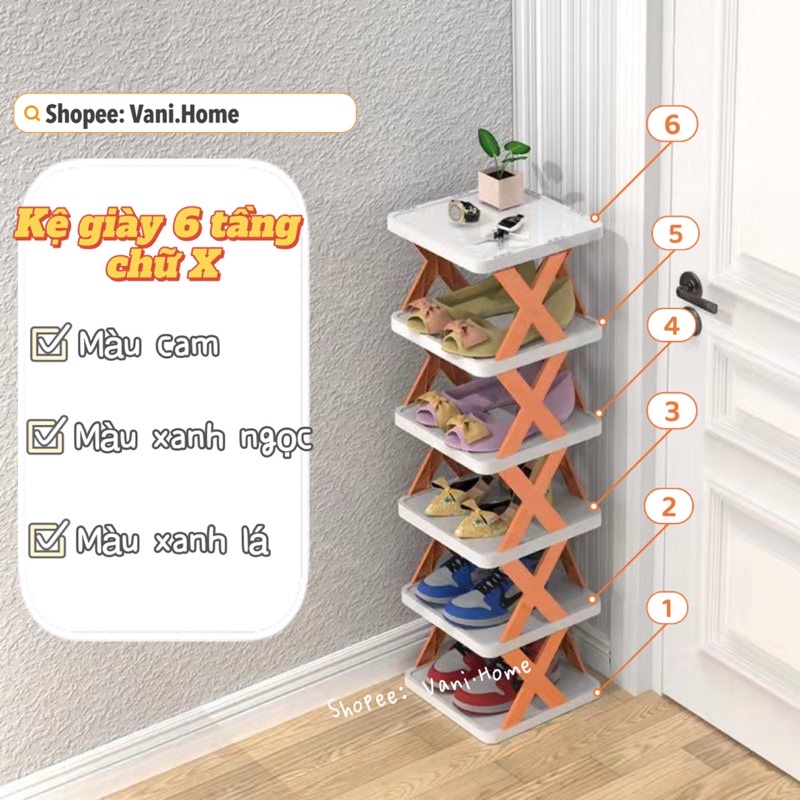 Kệ để giày dép thông minh 5 tầng 6 tầng chữ X tháo lắp  - Kệ giày dép 5 tầng chữ X đựng đồ đa năng